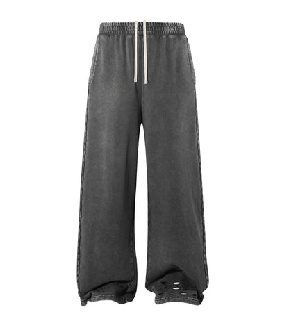 CHARCOAL DISTRESSED SWEATPANTS