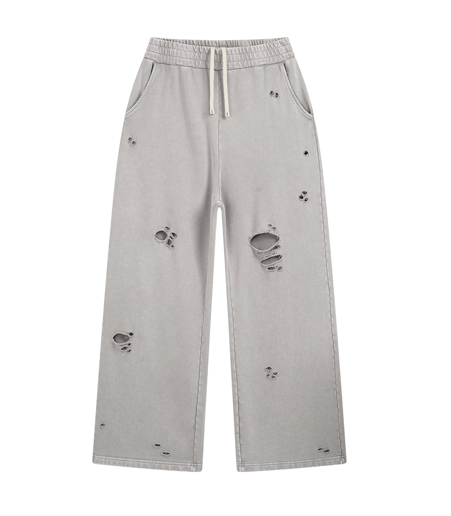 GREY DESTROYED SWEATPANTS