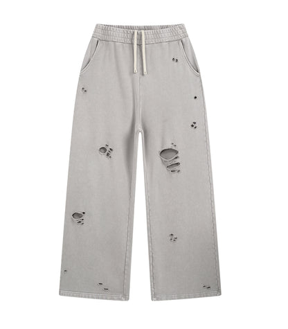 GREY DESTROYED SWEATPANTS