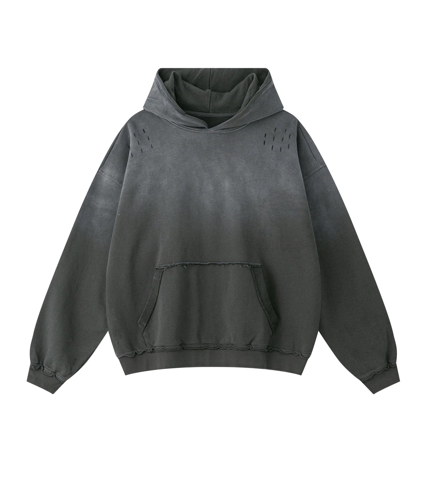 GREY DISTRESSED HOODIE