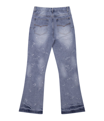 AZUL DISTRESSED SPLIT FLARE DENIM