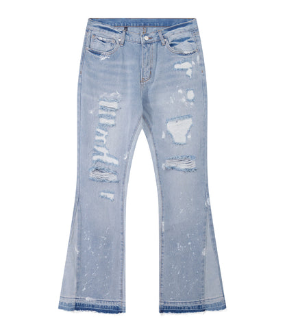 SKY DISTRESSED SPLIT FLARE DENIM