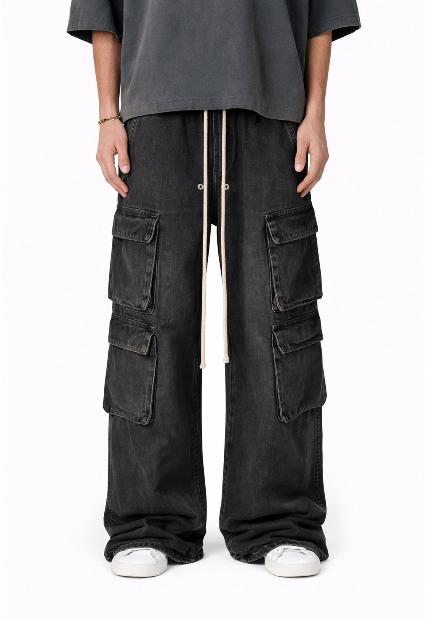 NOIR FLOW DENIM CARGO PANTS