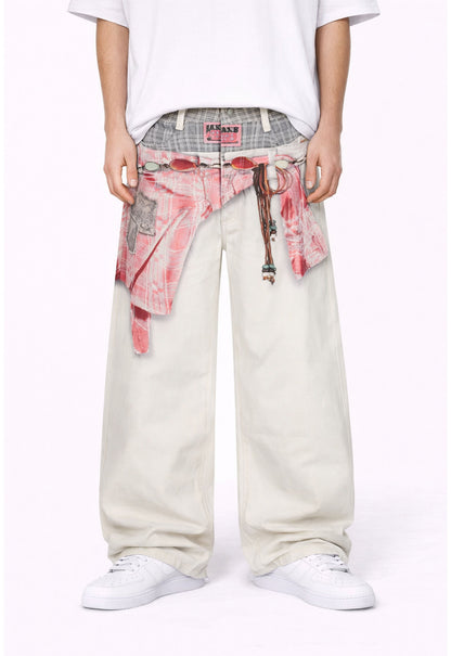 PINK SAGGED DENIM
