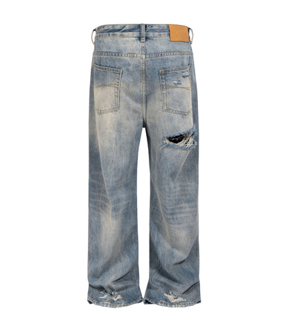 LIGHT WASH DESTROYED DENIM